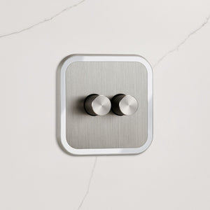 2G Dimmer Light Switch (150W) in Silver & White Gloss