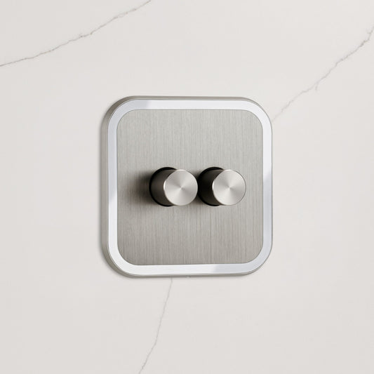 2G Dimmer Light Switch (150W) in Silver & White Gloss