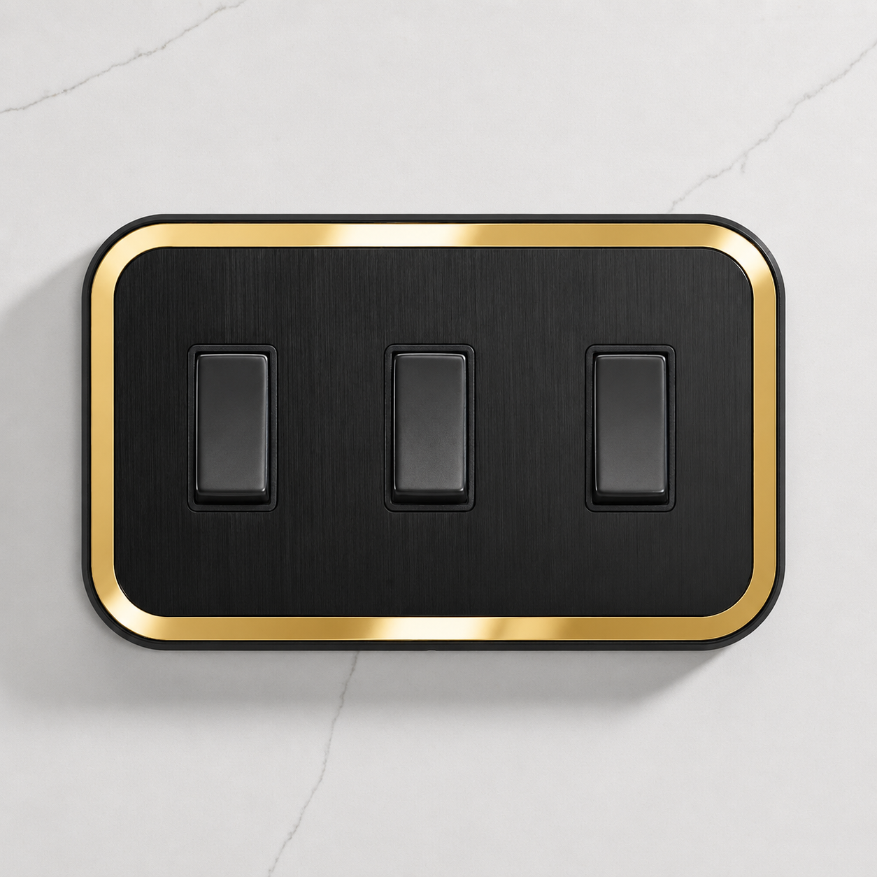 3G Rocker Light Switch (20A) in Black & Gold Gloss