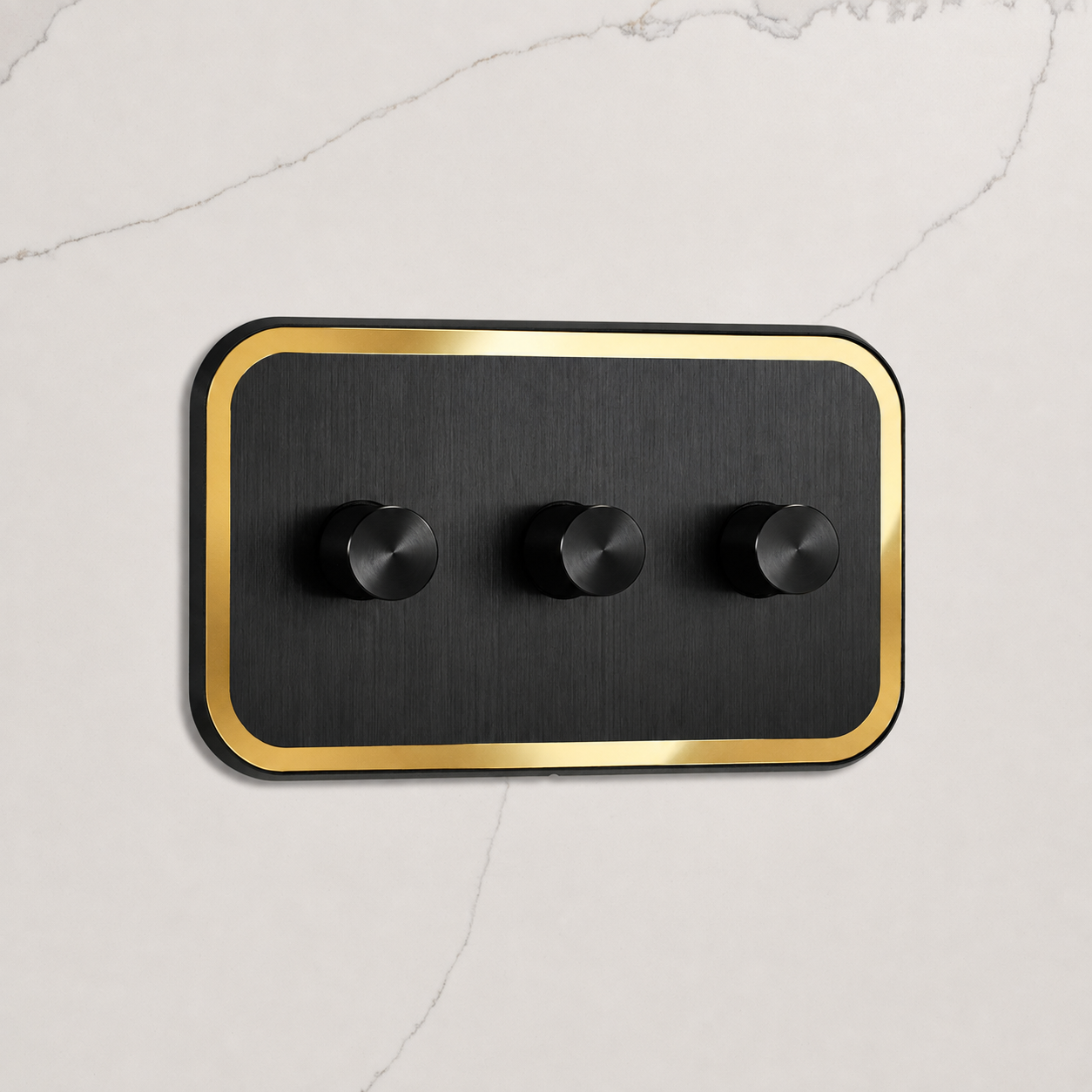 3G Dimmer Light Switch (150W) in Black & Gold Gloss