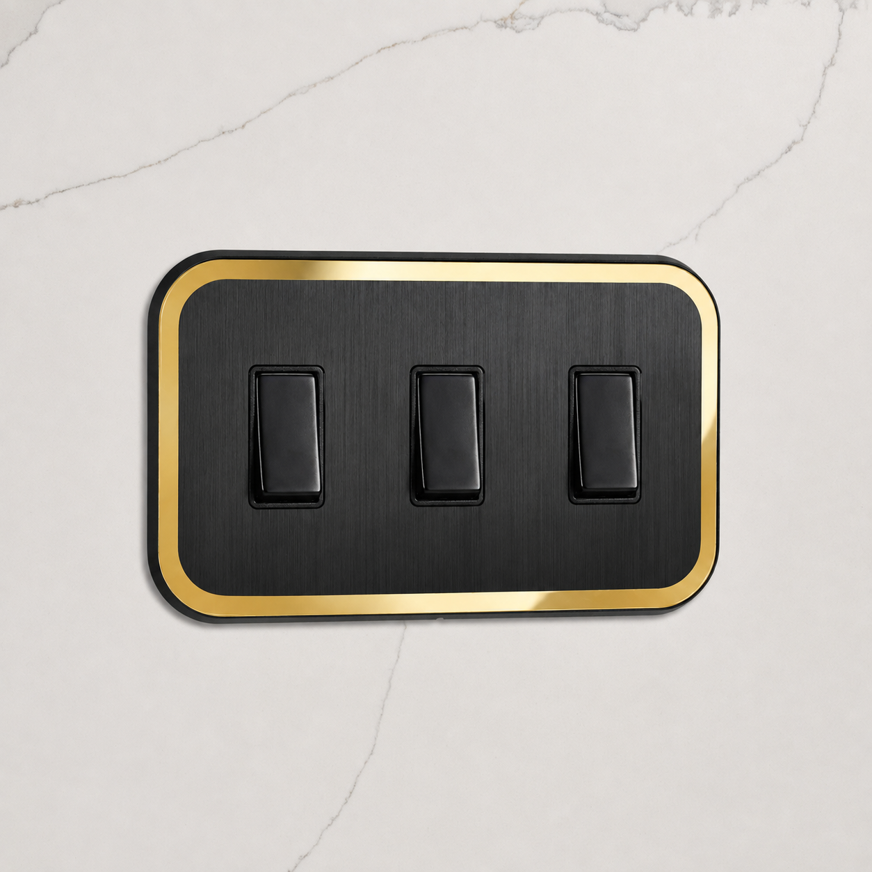 3G Rocker Light Switch (20A) in Black & Gold Gloss