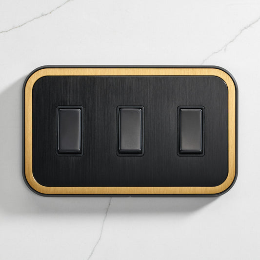 3G Rocker Light Switch (20A) in Black & Gold