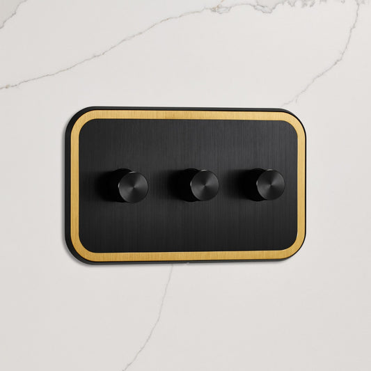 3G Dimmer Light Switch (150W) in Black & Gold