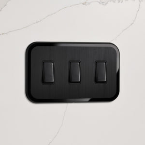 3G Rocker Light Switch (20A) in Black & Black Gloss
