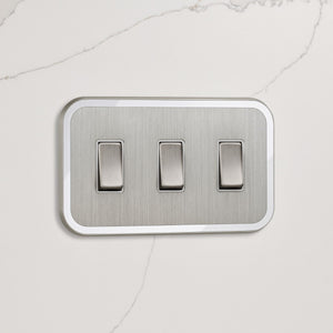 3G Rocker Light Switch (20A) in Silver & White Gloss