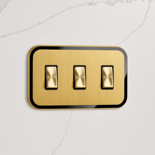 3G Rocker Light Switch (20A) in Gold & Black Gloss