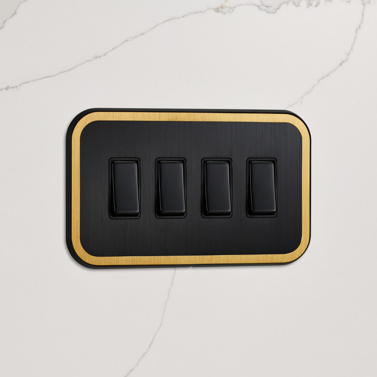 4G Rocker Light Switch (20A) in Black & Gold