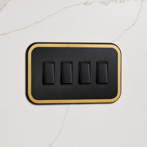 4G Rocker Light Switch (20A) in Black & Gold