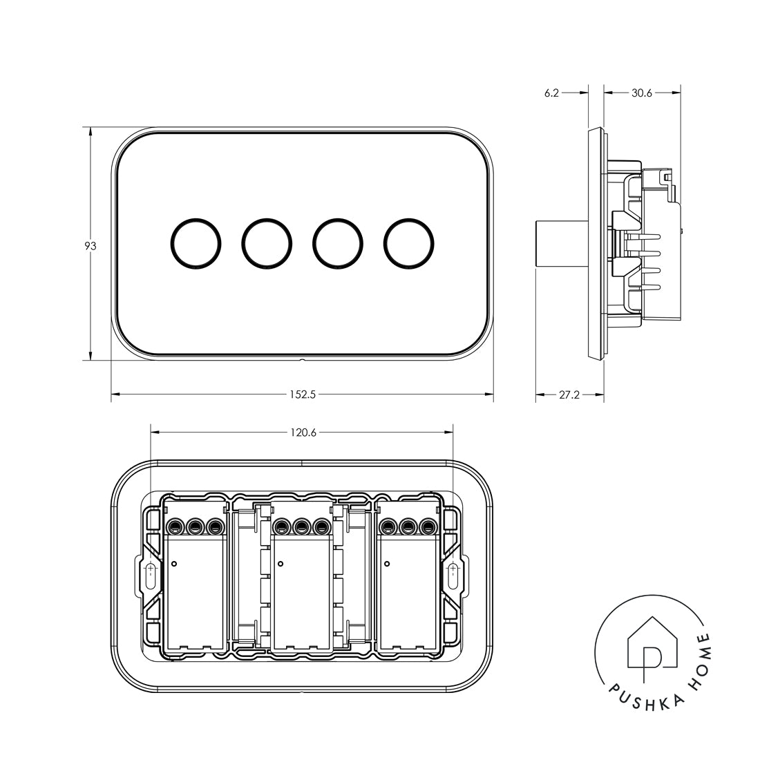 4G Dimmer Light Switch (150W) in Silver & White Gloss