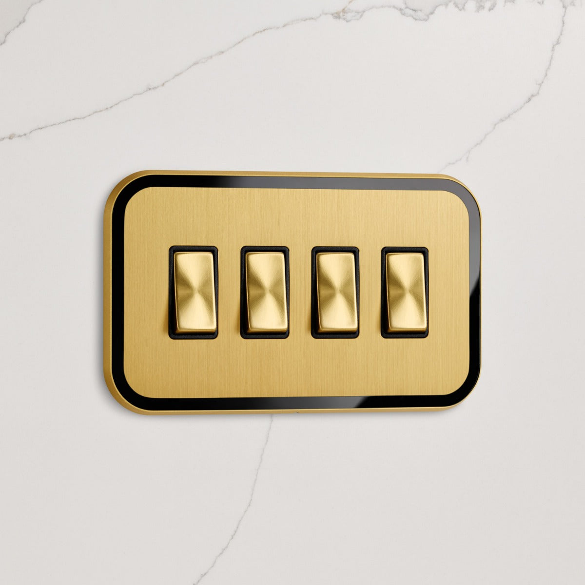 4G Rocker Light Switch (20A) in Gold & Black Gloss