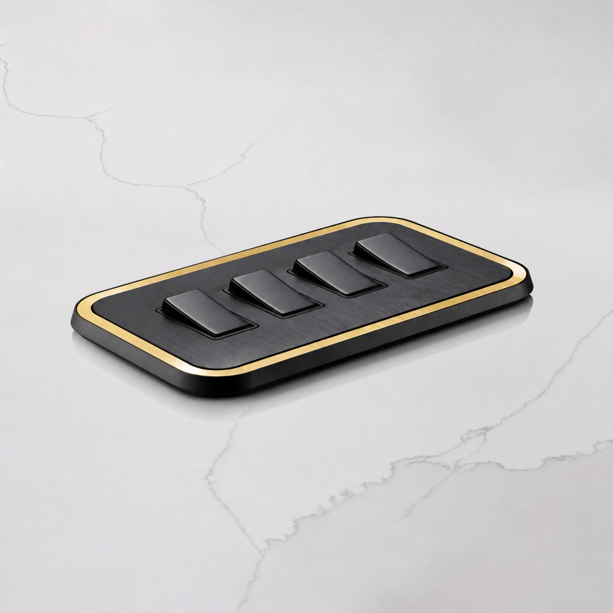4G Rocker Light Switch (20A) in Black & Gold Gloss