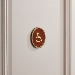 Brass & Leather Symbol Door Plaque in Antique Gold