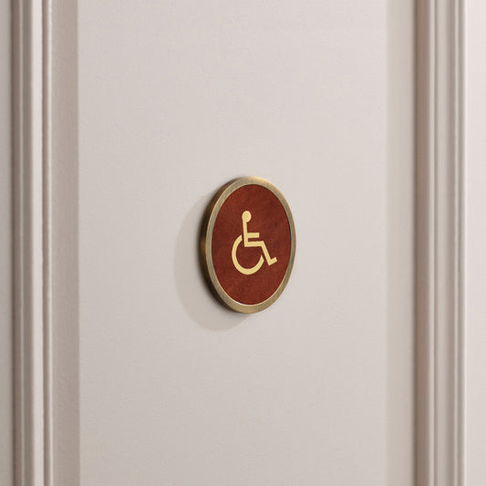 Brass & Leather Symbol Door Plaque in Antique Gold