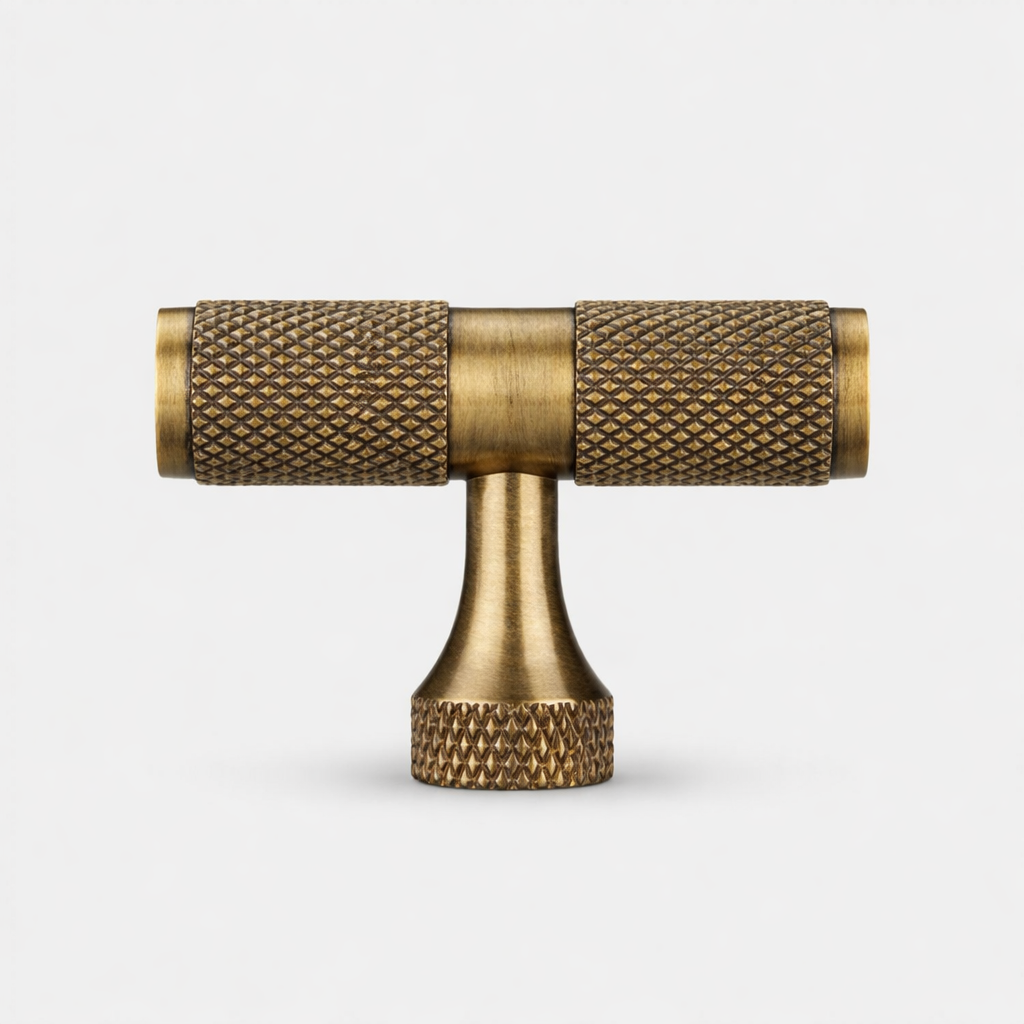 Brass Knurled T Bars in Antique