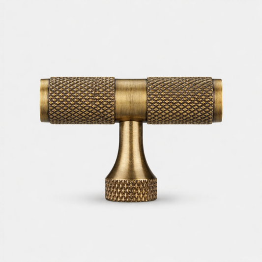 Brass Knurled T Bars in Antique