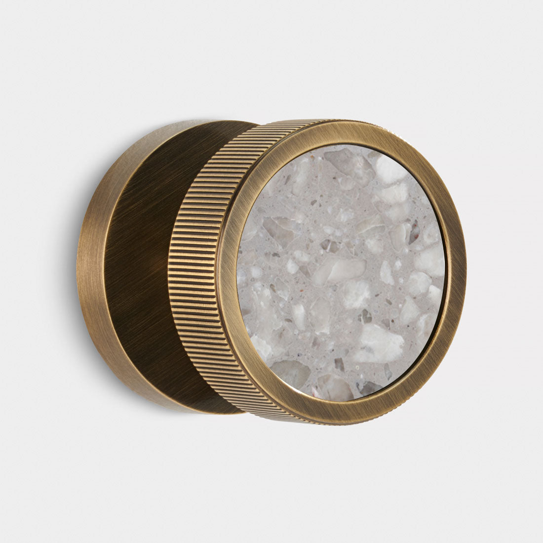 Brass & Terrazzo Mortice Door Knobs in Antique