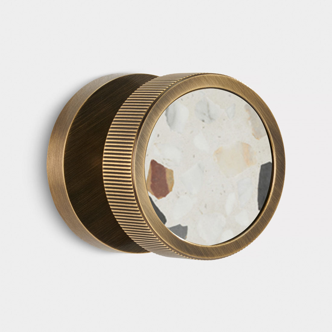 Brass & Terrazzo Mortice Door Knobs in Antique