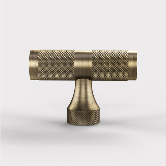Brass Knurled T Bars in Antique