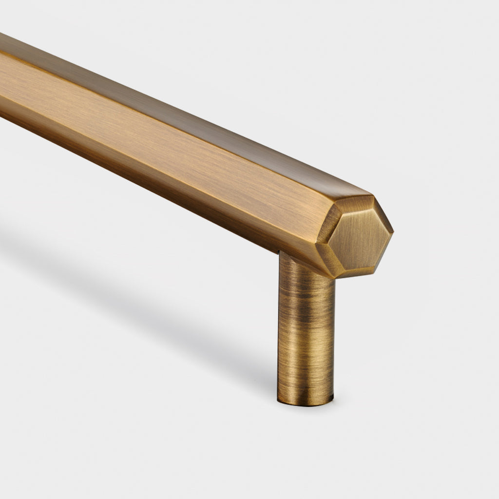 Brass Hexagonal Cabinet Handles in Antique Gold – Solid Brass – Pushka ...