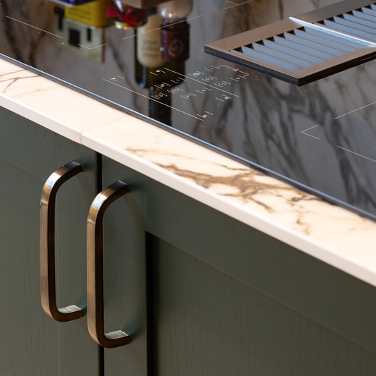 Brass Curved Cabinet Handles in Antique