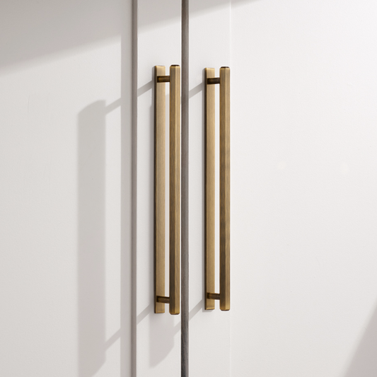 Brass Hexagonal Cabinet Handles with Backplate in Antique