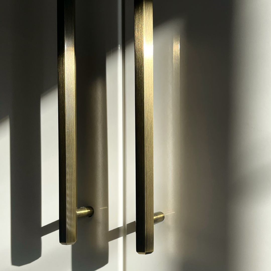 Brass Hexagonal Cabinet Handles in Antique