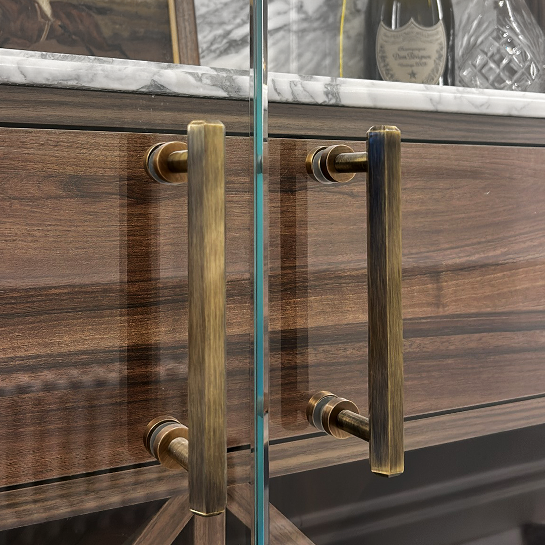 Brass Hexagonal Cabinet Handles in Antique