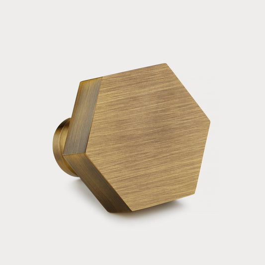Brass Hexagonal Door Knobs in Antique