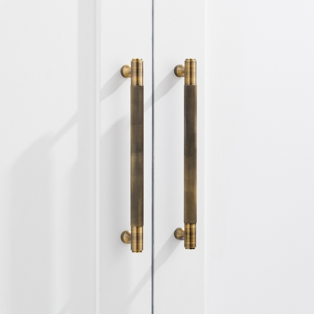 Brass Knurled Cabinet Handles in Antique