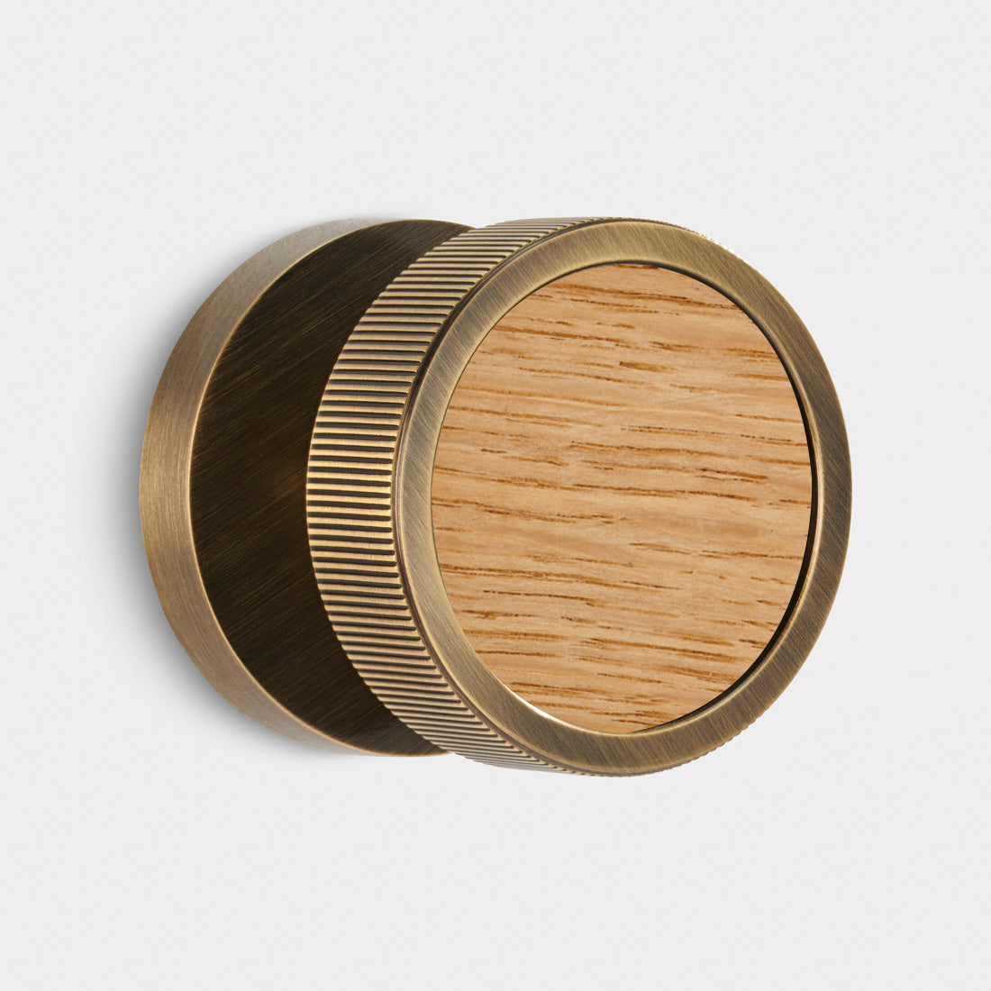 Brass & Wood Mortice Door Knobs in Antique