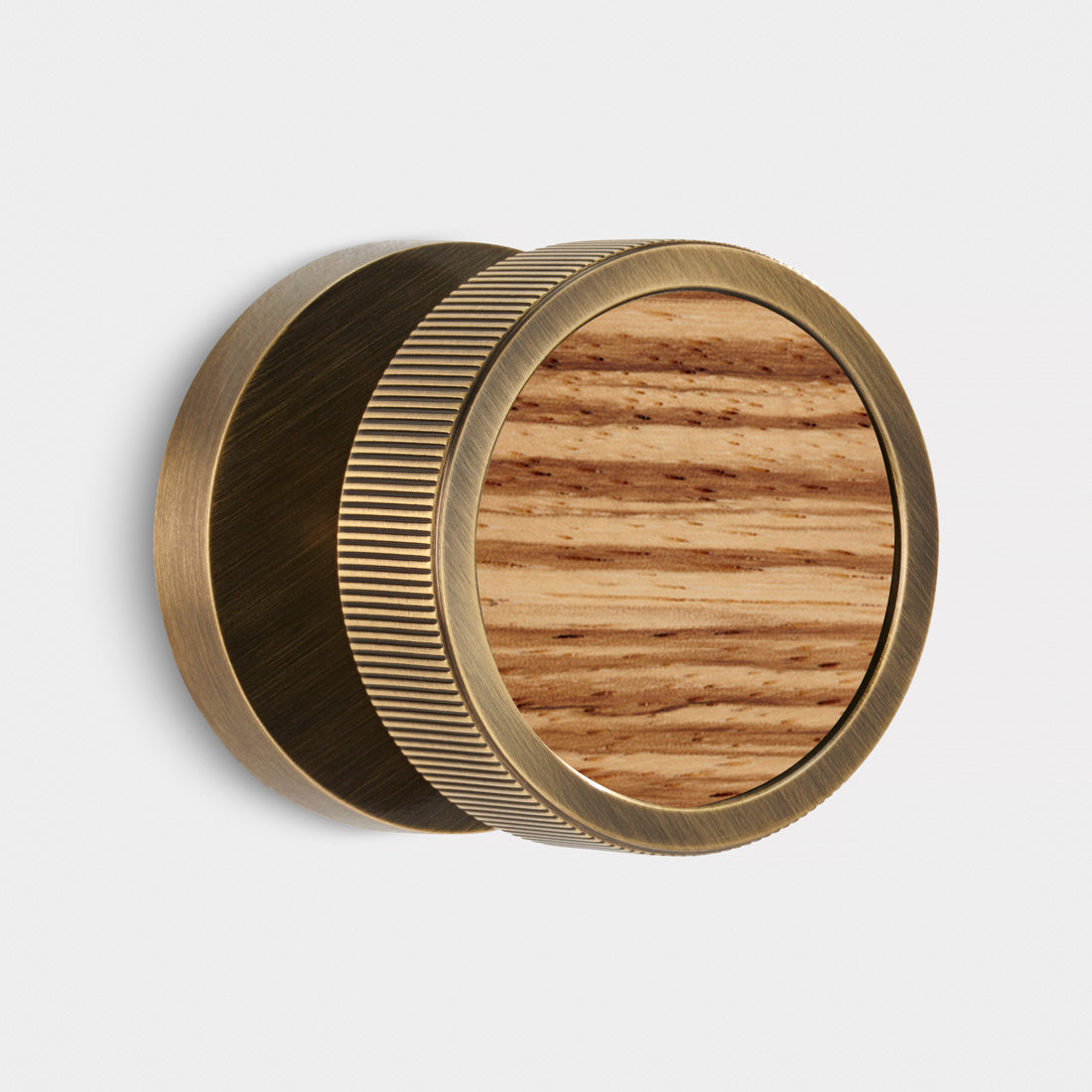 Brass & Wood Mortice Door Knobs in Antique