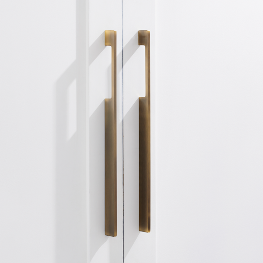 Brass Slimline Cabinet Handles in Antique