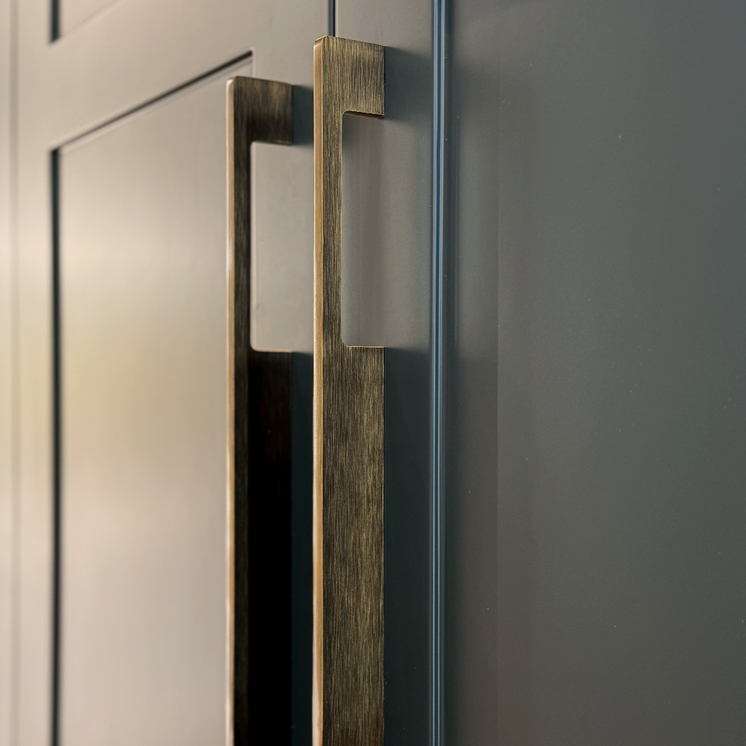 Brass Slimline Cabinet Handles in Antique