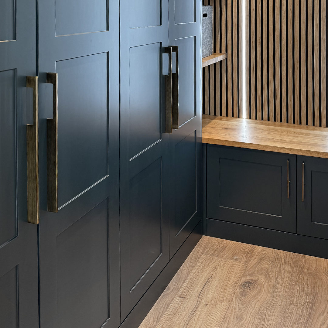 Brass Slimline Cabinet Handles in Antique