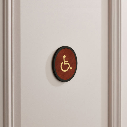 Brass & Leather Symbol Door Plaque in Black