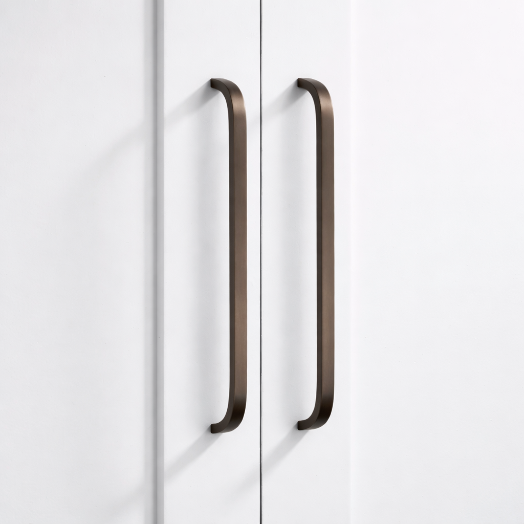 Brass Curved Cabinet Handles in Bronze