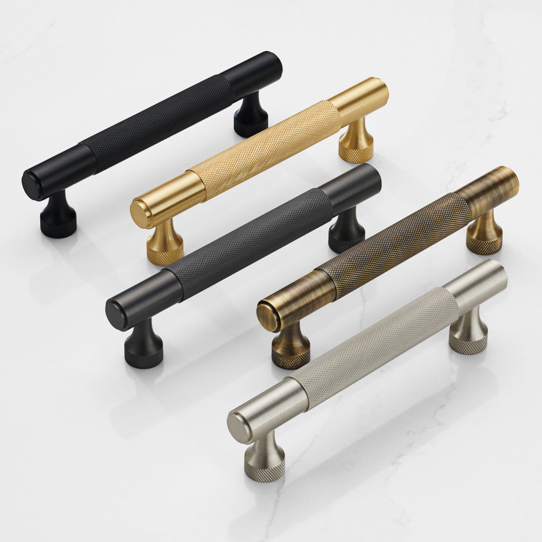 Brass Knurled Cabinet Handles in Gold