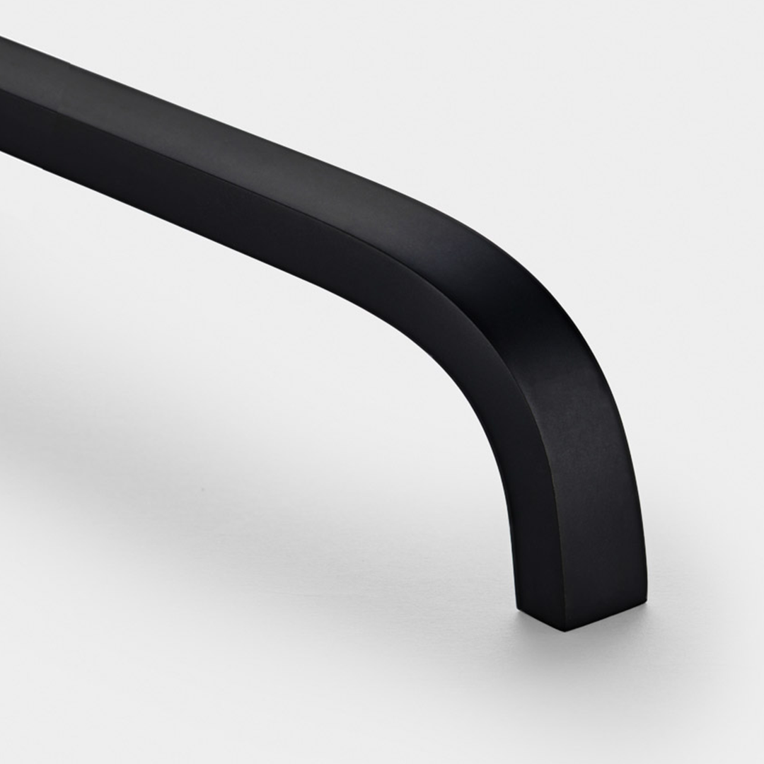 Brass Curved Cabinet Handles in Black