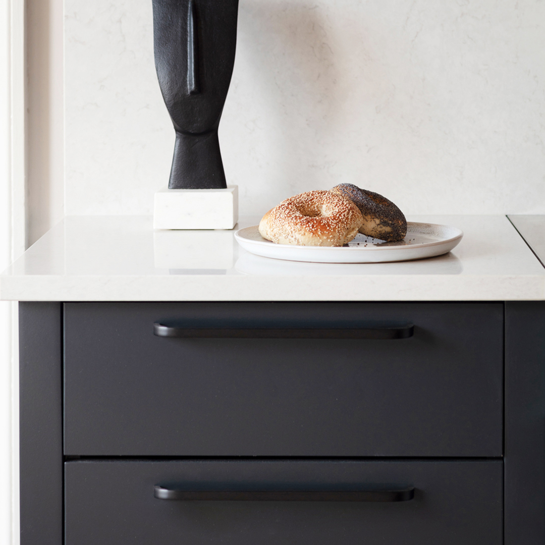 Brass Curved Cabinet Handles in Black