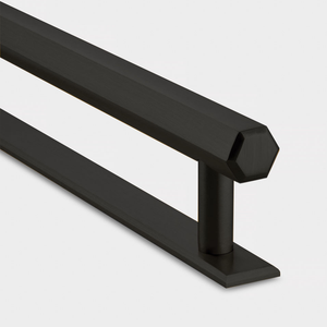 Brass Hexagonal Cabinet Handles With Backplate in Black