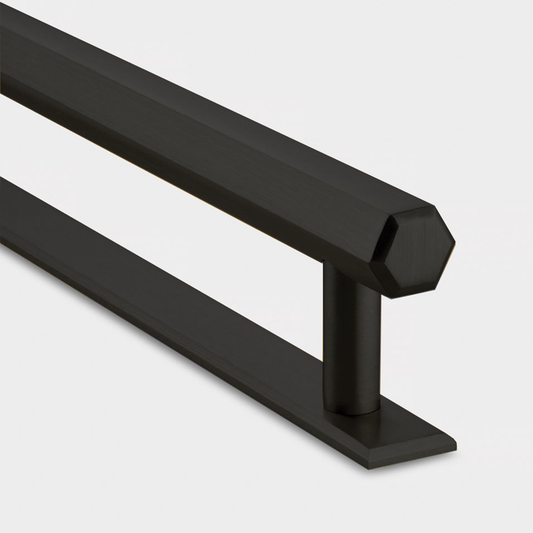 Brass Hexagonal Cabinet Handles With Backplate in Black