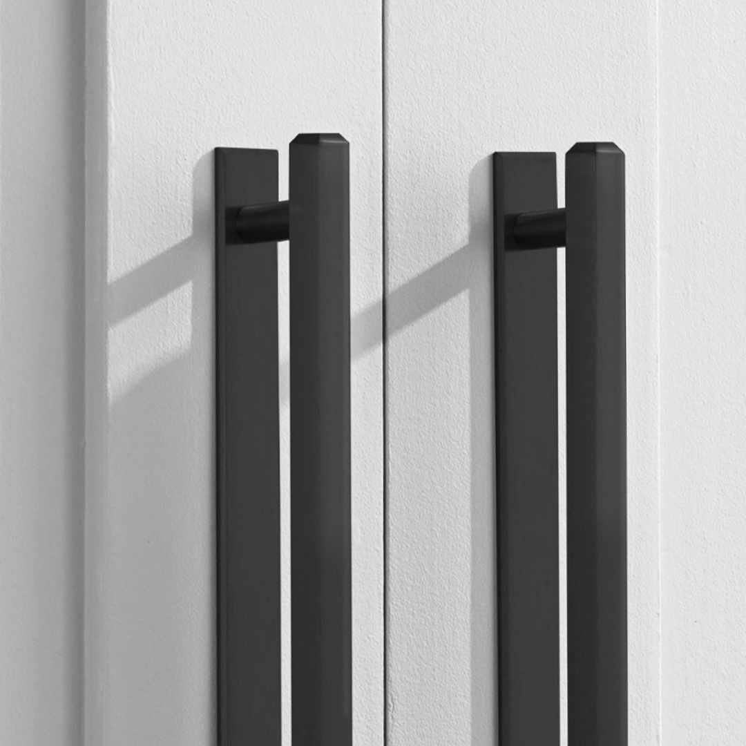 Brass Hexagonal Cabinet Handles With Backplate in Black