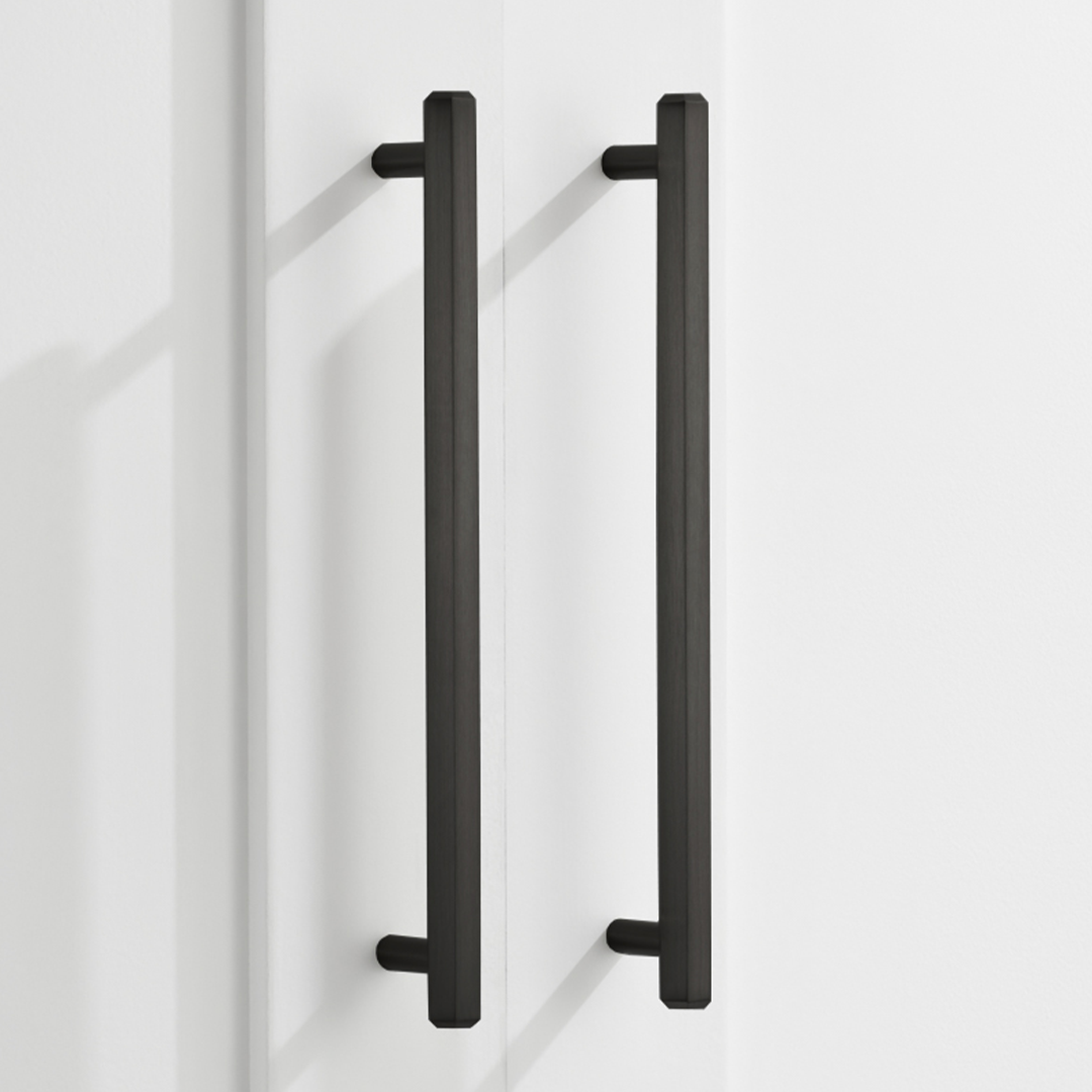 Brass Hexagonal Cabinet Handles in Black
