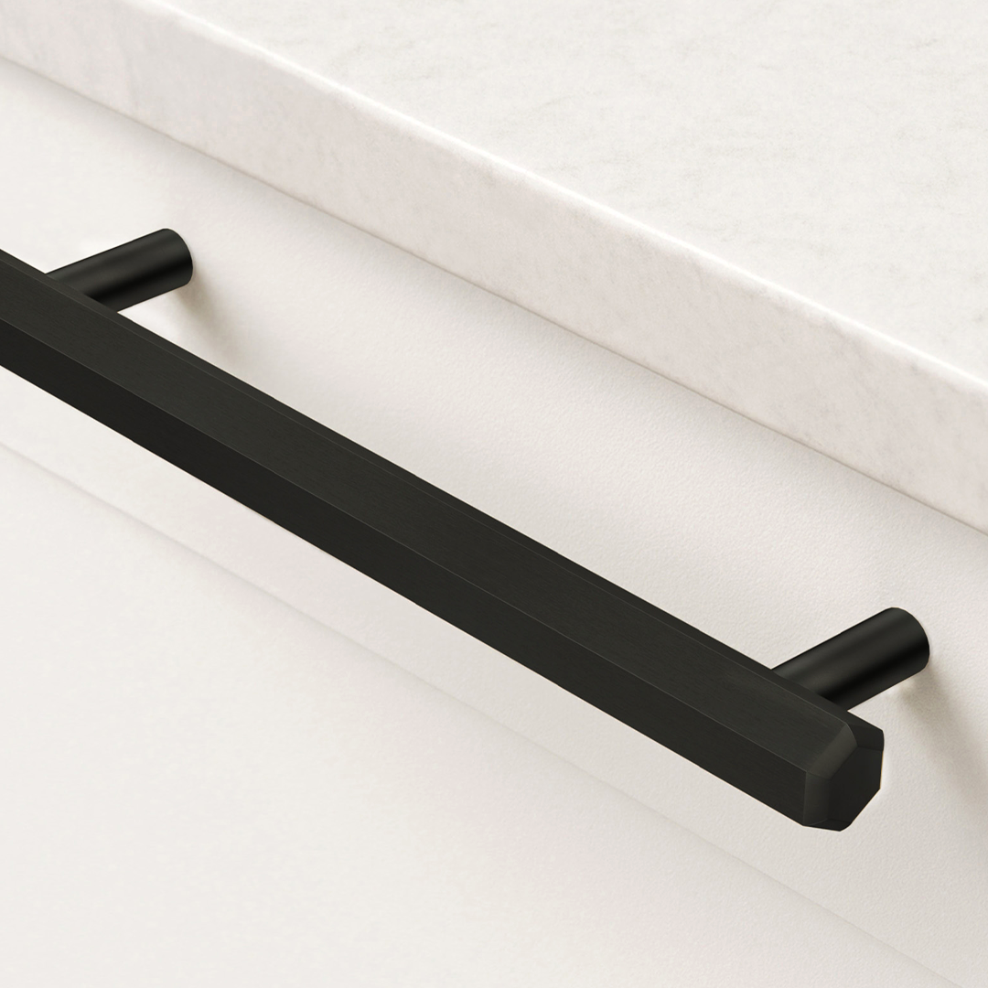 Brass Hexagonal Cabinet Handles in Black