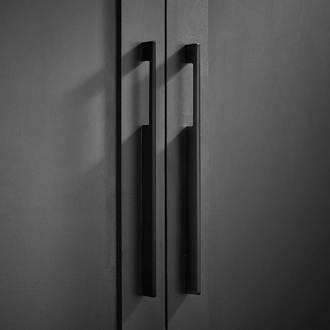 Brass Slimline Cabinet Handles in Black