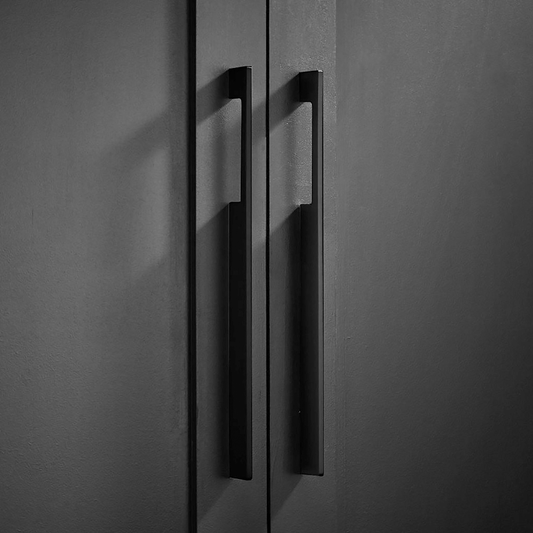 Brass Slimline Cabinet Handles in Black