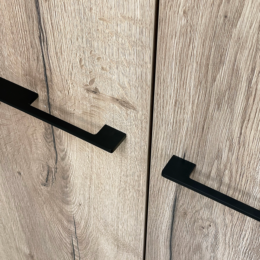 Brass Slimline Cabinet Handles in Black