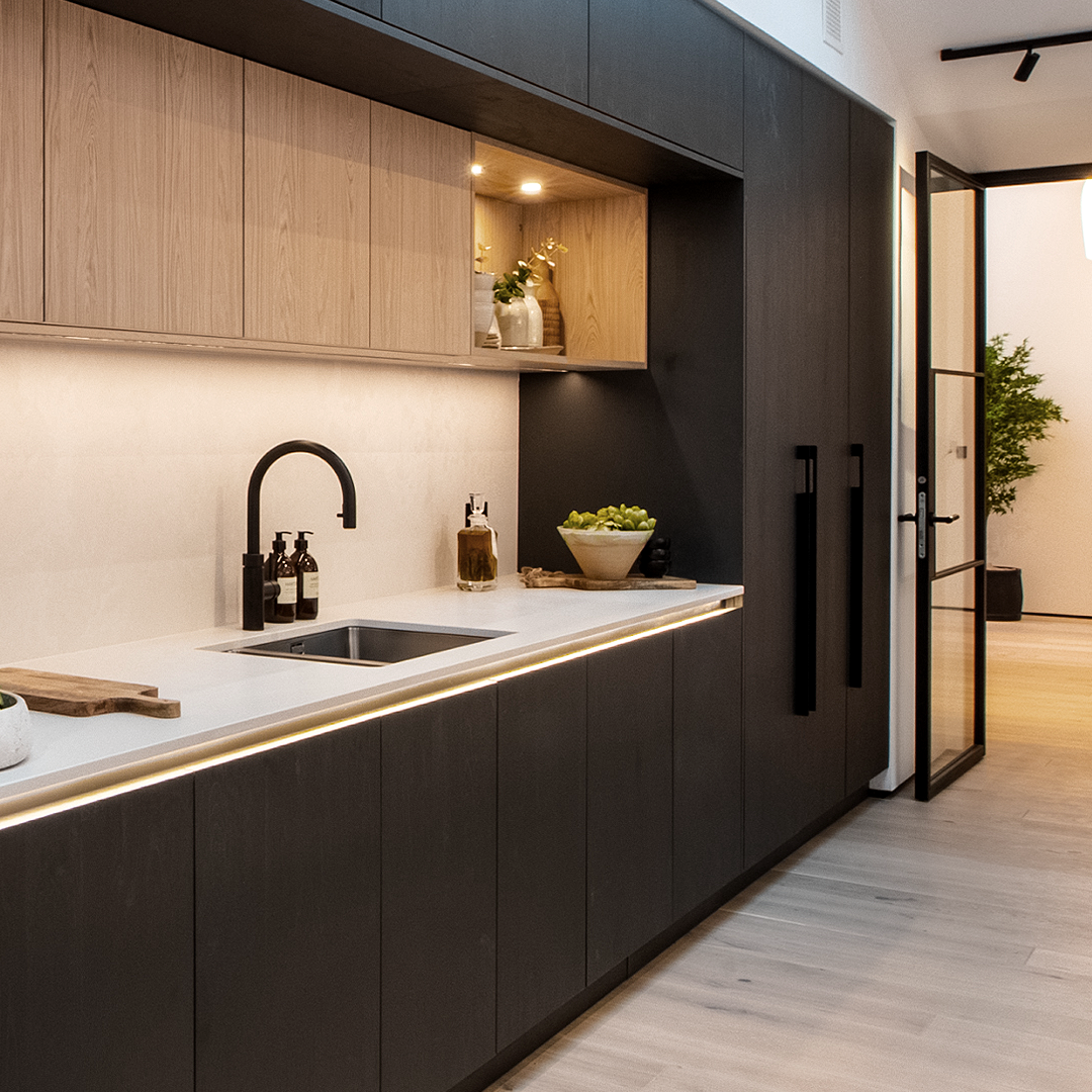 Brass Slimline Cabinet Handles in Black