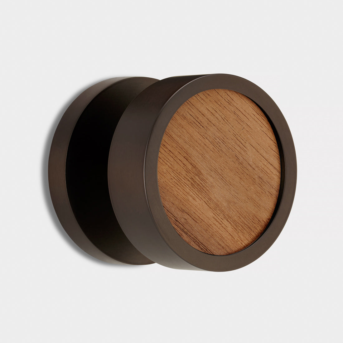 Brass & Wood Mortice Door Knobs in Bronze