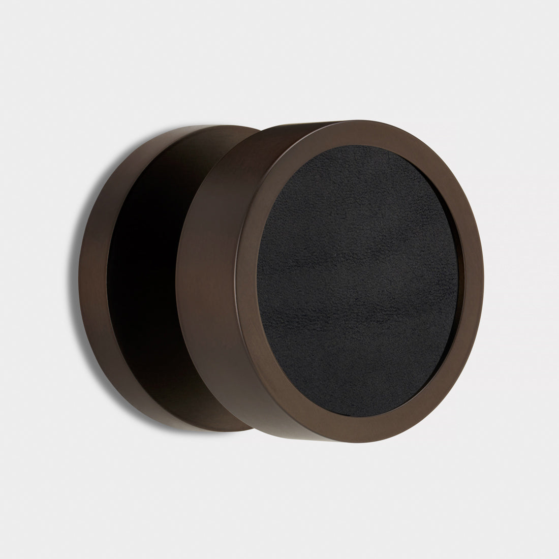 Brass & Leather Mortice Door Knobs in Bronze
